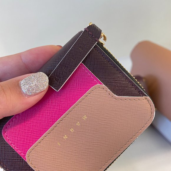 NWT MARNI LV520 SAFFIANO TWO TONE ZIP AROUND CARD CASE PFMOT02U14 Z093N - Picture 5 of 7